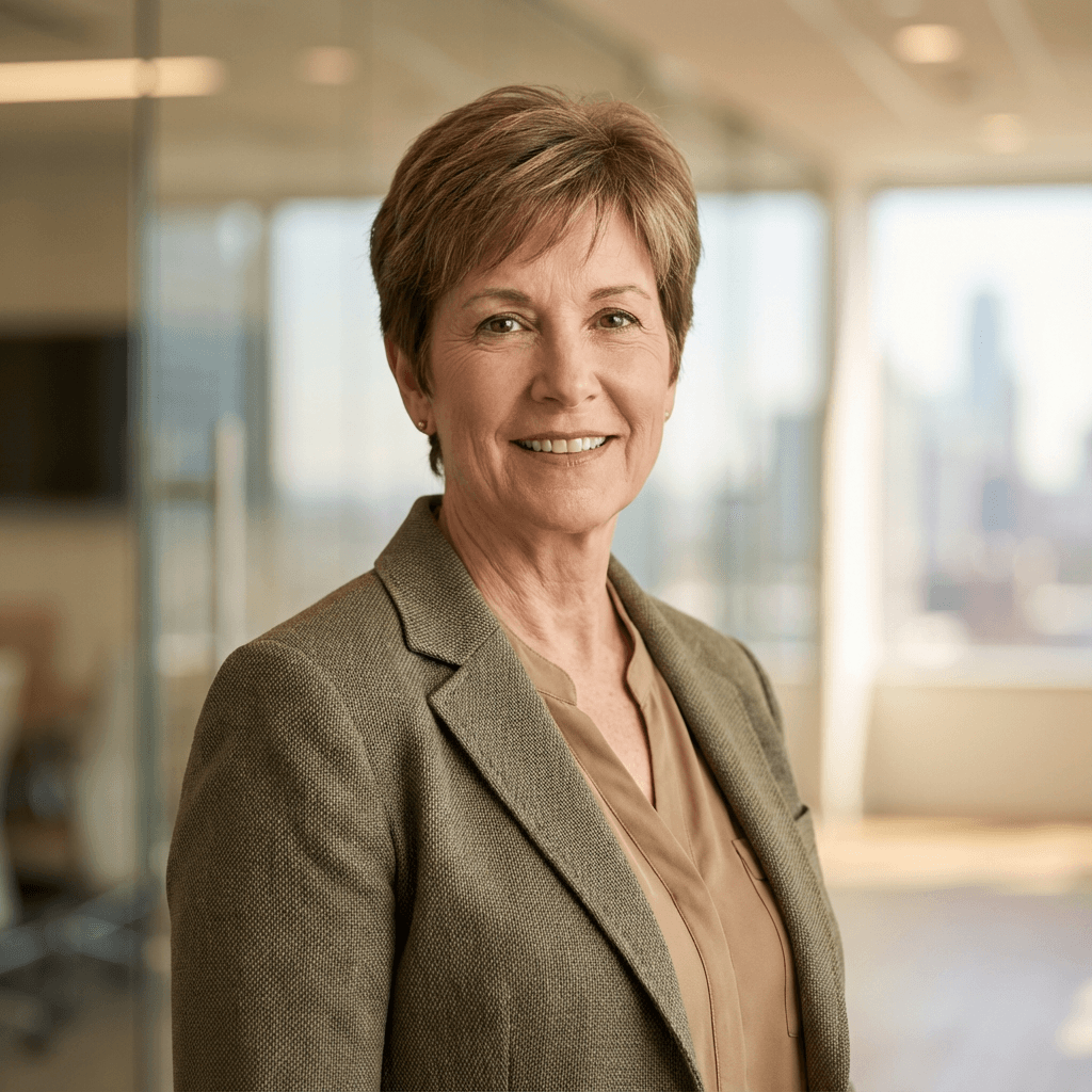 Smiling female coordinator in a tidy office
