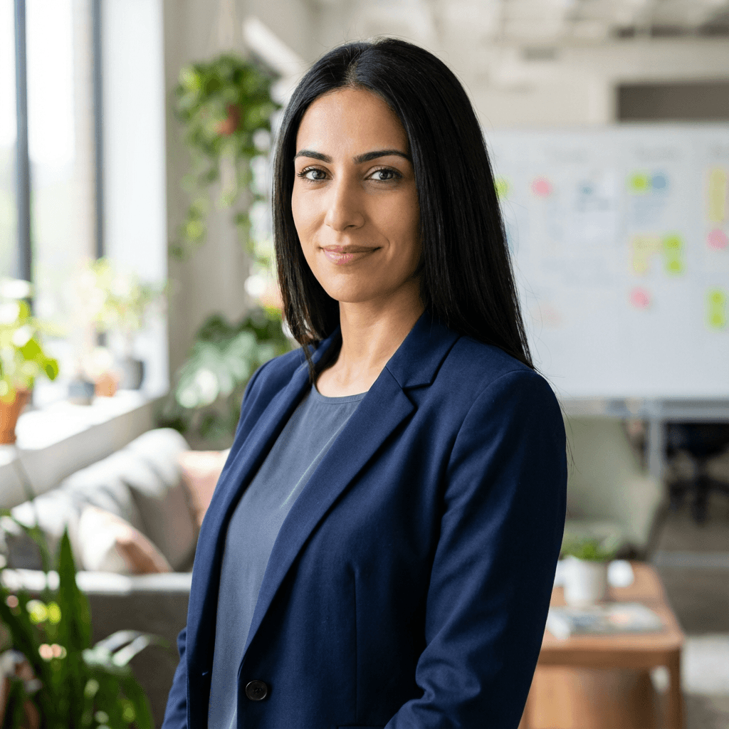 placeholder-name-2 in a professional blouse in an office